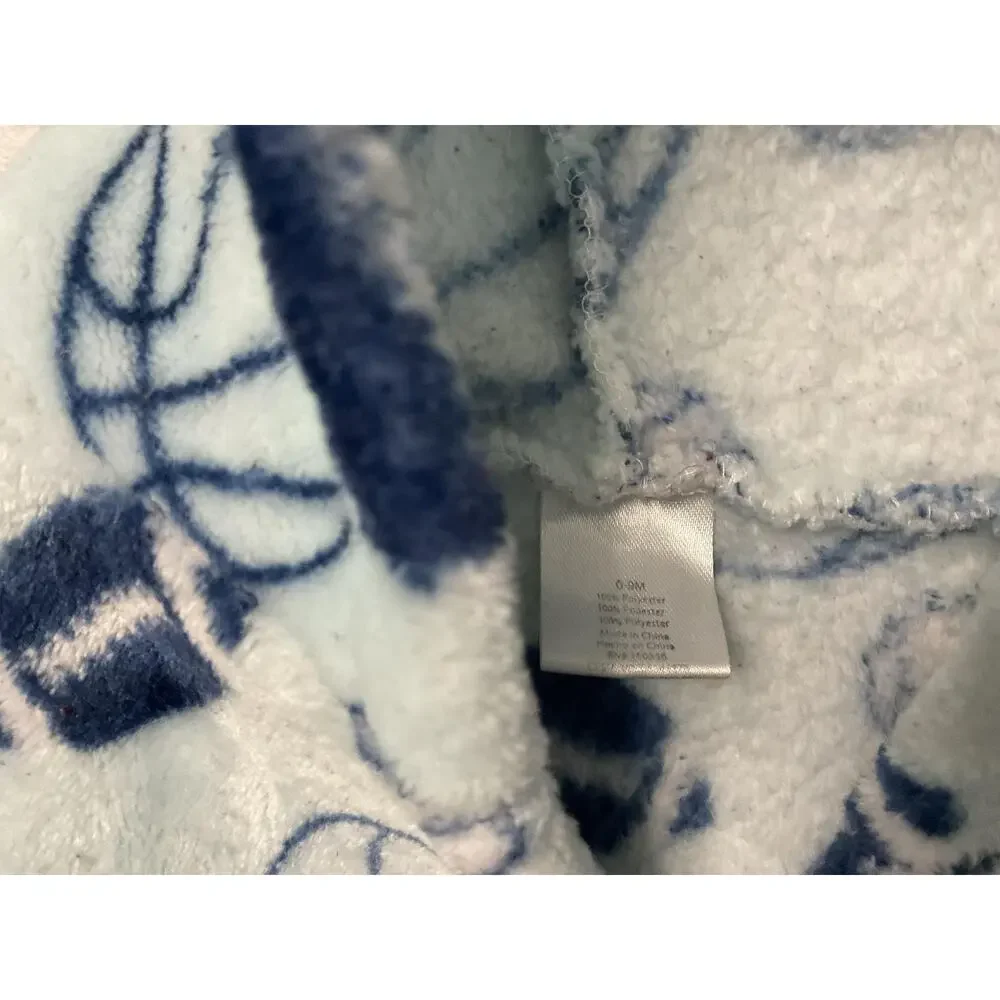 Baby Boys Hooded Bathrobe 0-9M Soft Fleece‎ Sports Balls Print Plush Robe Blue